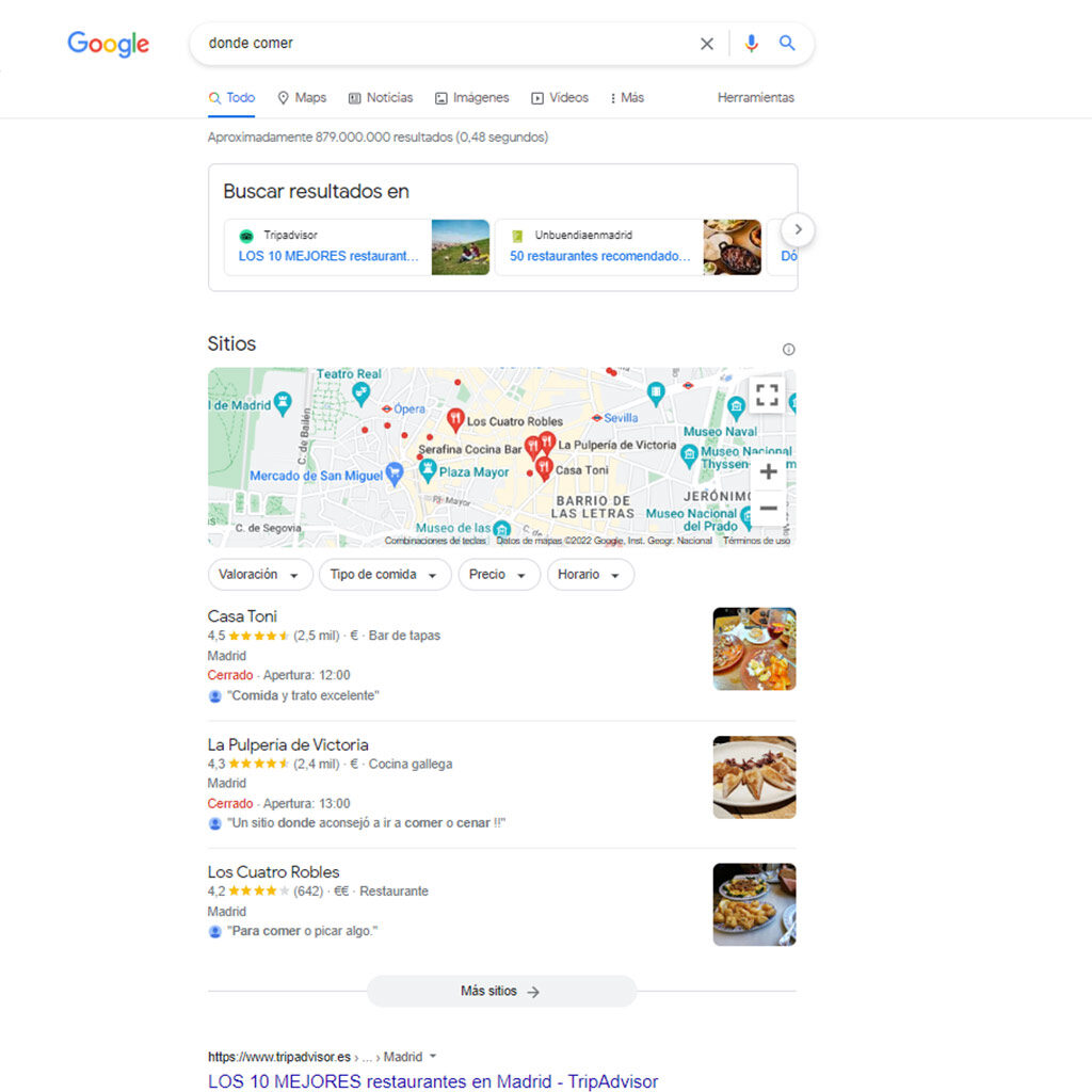 Ejemplo búsqueda en Google